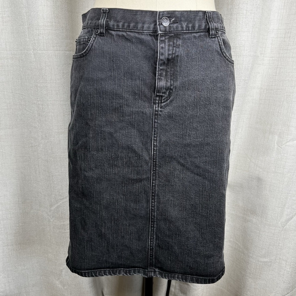 Vintage Ralph Lauren Jeans Co. Skirt Women's 10 Black Denim Academia Classic 90s